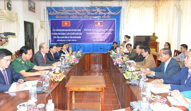 ຄຳມ່ວນ-ກວາງບິ່ງ ສືບຕໍ່ຮ່ວມມືຄຸ້ມຄອງ-ຮັກສາຫລັກໝາຍ ຊາຍແດນ