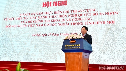 ຮອງນາຍົກລັດຖະມົນຕີ, ລັດຖະມົນຕີ ກະຊວງການຕ່າງປະເທດຫວຽດນາມ ໄດ້ຕີລາຄາສູງຕໍ່ບັນດາການປະກອບສ່ວນອັນແທດຈິງຂອງ ປະຊາຄົມຊາວຫວຽດນາມ ອາໄສຢູ່ຕ່າງປະເທດ